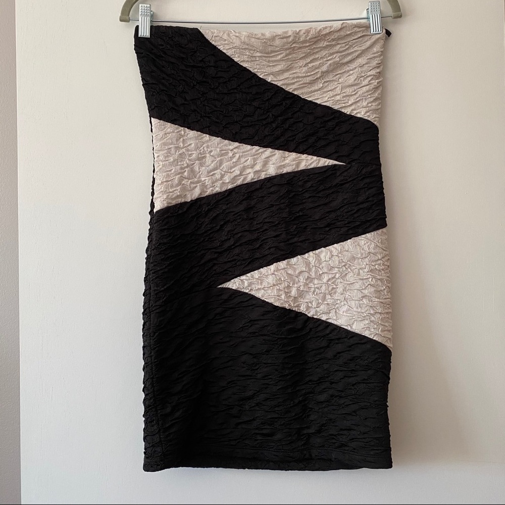 Joyce Leslie black and white mini strapless dress